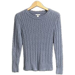 Croft & Barrow Cable Knit Crew Neck Pullover Sweater, Blue, Size S
